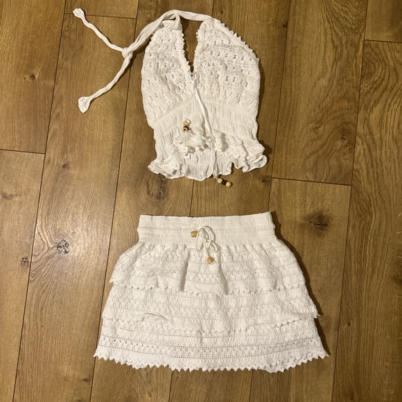 & Other Stories Dresses & Skirts - White Cotton Halter Top and Skirt Set